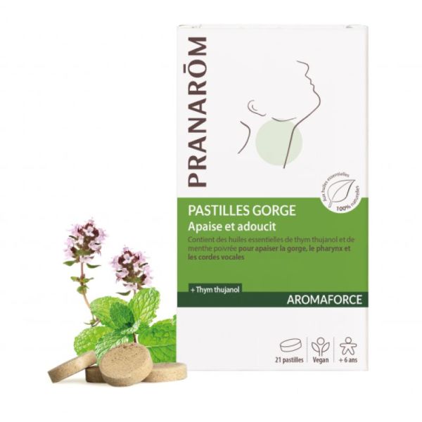 Pranarom Aromaforce Pastilles Gorge Apaise et adoucit 21 pastiles